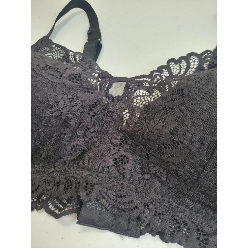 Bali Wireless Bra Comfort Revolution Lace Floral Scalloped Lingerie Black 2XL